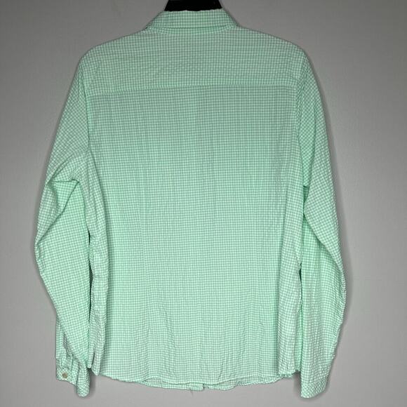 Eddie Bauer Women's Large Green Gingham Button Down Shirt Roll Tab Sleeve Vented - Picture 5 of 10